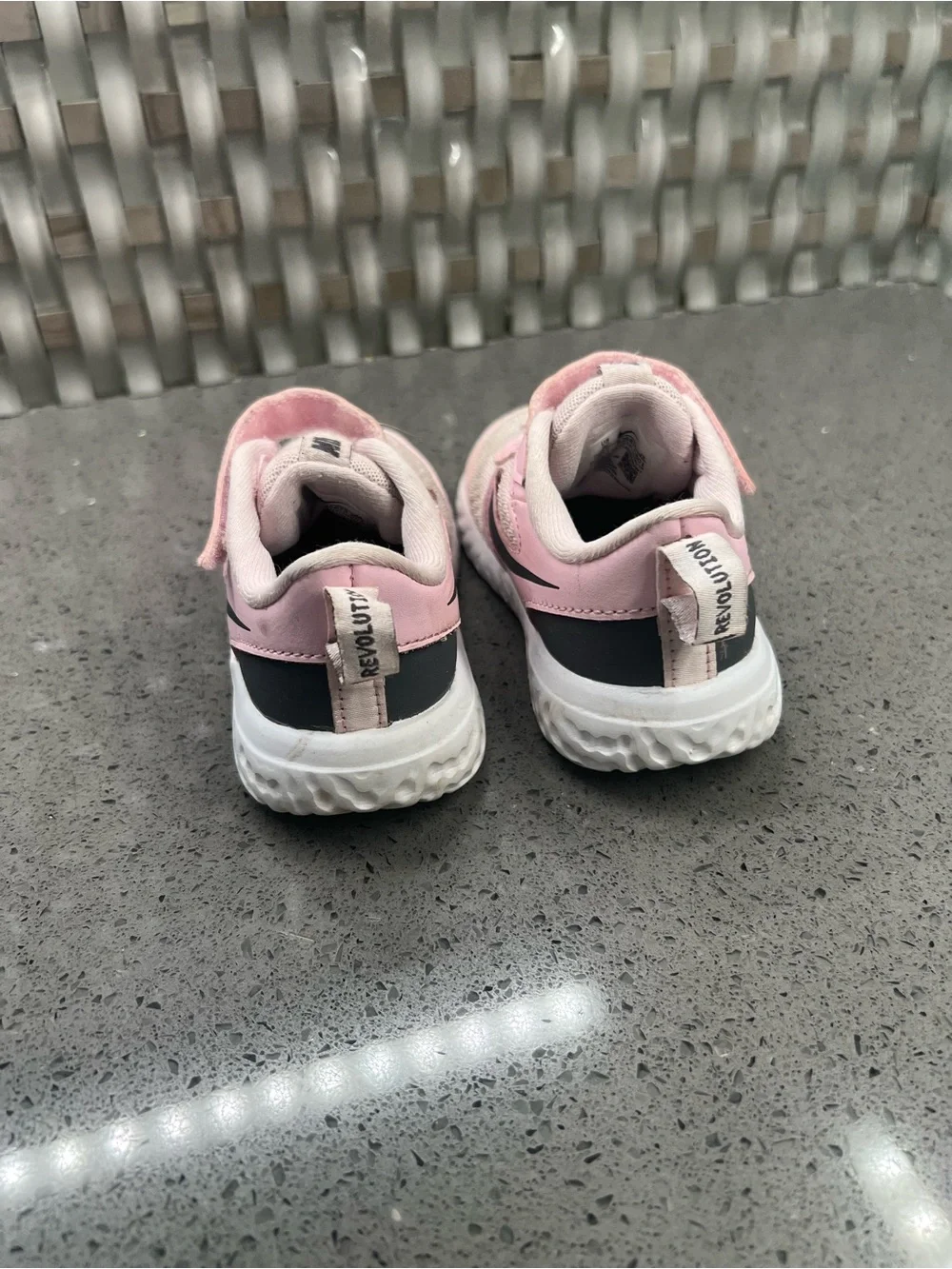 Nike Kids' Pink Athletic Sneakers with Black Swoosh size 7 c